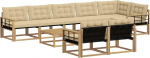 Outdoor-Sofagarnitur 9-teilig, modulares Gartenm&ouml;bel Set aus massivem Akazienholz, Loungem&ouml;bel mit Sitzkissen f&uuml;r Terrasse, Loungegruppe f&uuml;r 8 Personen mit Tisch, 79 x 79 x 37 cm