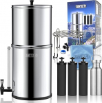 BAYTIZ &reg; Large Outdoor Water Filter, Gravity Water Filter, Drinking Water Filter with Activated Carbon Filter, Compatible with Berkey Water Filters, Camping Drinking Water Filter, Filter System,