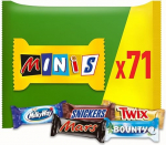Segatud Minis &scaron;okolaadi suurpakend, 71 mini &scaron;okolaaditahvliga suupisteid (Mars, Snickers, Bounty, Twix, Milky Way), &scaron;okolaadi kingitus, kommikarp (1400 g)