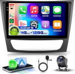 4G 128G VECHTEL 9" Bluetooth-Autoradio f&uuml;r Mercedes-Benz E Klasse W211 S211/CLS Klasse C219 2005-2008 Carplay Android Auto,EQ,WiFi GPS,Mirror Link,RDS/FM Radio 2 Din mit AHD Tagasis&otilde;idukamera
