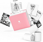 Phomemo Thermal Printer 3 Paper Rolls Included Compact Wireless Pocket Printer for Travel Receipt Printer Compatible with Android iPhone & iPad for Journal Children Daily Plan Pink M02