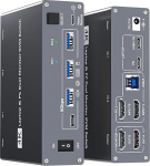 4K USB Type-C dokkimis KVM l&uuml;liti 2 monitori 2 arvuti USB-C & Dual HDMI 4K @ 60Hz Dual Monitor KVM l&uuml;litid s&uuml;learvutile ja lauaarvutile, PD 100W laadimine, Type-C 3.1 Gen 2 kaabliga ja juhtmega
