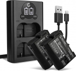 CELLONIC 2 x EN-EL15 aku &uuml;hildub Nikon D850, D750, 1 V1, EN-EL15 2000 mAh + topeltlaadija MH-25 asendusaku laadimiskaabel