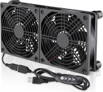 GDSTIME 2 in 1 USB ventilaator 120 mm Double USB ventilaator 120 mm PC ventilaator 240 mm 5 V 3 reguleeritava kiirusega ruuterile PS4 Xbox TV Box DVR v&otilde;imendi jaoks