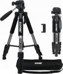 ZOMEI Q111 Camera Tripod Mobile Phone Tripod, Aluminum Alloy Travel Tripod Lightweight Camera Tripod with 3 Way Swivel Head, Quick Release Plate, Mobile Phone Holder and Bag, 47-140cm (Silver)