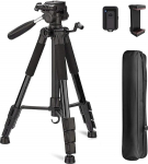 74-tolline statiiv kaamerale ja telefonile Kaamera statiiv statiivi kiirv&auml;ljalaskeplaadiga, mis &uuml;hildub Nikon Canon DSLR iPhone Androidiga Raske ja stabiilne koos kandekotiga