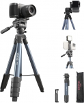 ULANZI TT39 155 cm statiiv kaamera 360&deg; panoraamiga ja -80&deg;/+90&deg; kallutuspeaga, kerge statiiv mobiiltelefoni hoidjaga, reisistatiiv, mis &uuml;hildub DSLR, mobiiltelefoniga (kaal 0.95 kg, kandev&otilde;ime 8 kg).