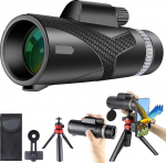 GOHHME 12 x 50 HD Monocular Telescope, Monocular Telescope Adult with Smartphone Holder and Upgrade Tripod, BAK4 Prism Waterproof Handheld Monocular for Hiking Bird Watching Hunting Camping