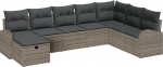 Rantry 8-teiliges Garten Sofa Set mit Kissen Grau Poly Rattan Gartenlounge Model3359128