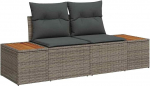 9-teiliges Garten-Sofa-Set mit Kissen Grau Poly-Rattan Gartenlounge Model3360089