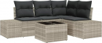 Rantry 5-teiliges Garten-Sofa-Set mit Kissen Grau Poly-Rattan Gartenlounge Model3347052
