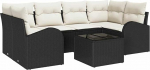7-teiliges Garten Sofa Set mit Kissen Schwarz Poly Rattan Gartenlounge Model3345937