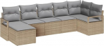 7-teiliges Garten Sofa Set mit Kissen Beige Poly Rattan Gartenlounge Model3346470