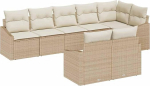 Rantry Garten-Sofa-Set 8 Teile Beige Rattan Outdoor-Sofa Rechteckig Gartenlounge Model3346771