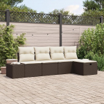 5-teiliges Garten Sofa Set mit Kissen Braun Poly Rattan Gartenlounge Model3360689