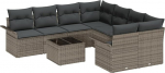 Rantry 9-teiliges Garten-Sofa-Set mit Kissen Grau Poly-Rattan Gartenlounge Model3345299