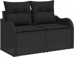 6-teiliges Garten Diivan Set mit Kissen Schwarz Poly Rattan Gartenlounge Model3357206