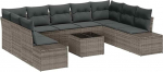 Rantry 9-teiliges Garten-Sofa-Set mit Kissen Schwarz Poly-Rattan Gartenlounge Model3355898