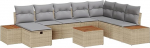 9-teiliges Garten Sofa Set mit Kissen Beige Poly Rattan Gartenlounge Model3359662