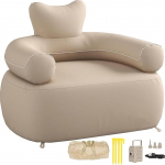 Foldable Inflatable Sofa with Integrated Pump, Outdoor Camping Air Sofa Chair Support 660 lbs for Camping Picnic Beach Travel