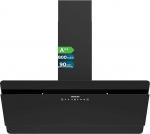 Cecotec Dekorative Dunstabzugshaube Flux Dt 908000 Glass Black A++, 90 cm, schwarzes Glas, 800 m&sup3;/h Leistung, Motor 210 W, A++, Touch-Control, 3 Stufen + Booster, Handbewegungssteuerung