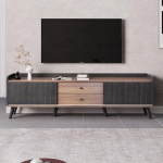 KecDuey Sideboard 160 x 40 x 58 cm with Two Drawers, TV Cabinet, TV Stand, TV Lowboard, Low Plate with Two Sliding Doors, Exquisite Texture