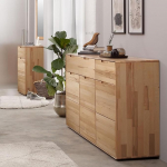 Living Room Furniture Set 2-Piece Chest of Drawers Solid Oiled Wood Sideboard Cabinet Living Room Cabinet Modern in Beech Heartwood