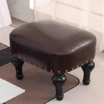 YXZN PU Leather Padded Stool Round Wood 4 Legs Changing Shoe Bench for Sofa/Living Room