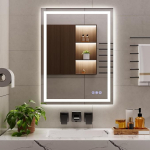 Koonmi 80 x 60 cm LED-vannitoa peegel - 3 reguleeritavat valgustusrežiimi, valgustatud intelligentne vannitoa peegel eesmise ja tagumise valgusega, m&auml;lufunktsiooniga, seinale paigaldatav horisontaalne ja vertikaalne