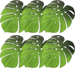 SECFOU 6 St&uuml;ck Monstera Tischsets aus Eva rutschfeste Isoliermatten Hitzebest&auml;ndige Platzsets f&uuml;r Esstisch und Partydeko Gr&uuml;ne Untersetzer