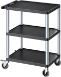 VEVOR Tool Trolley, 136 kg Load Capacity, Workshop Trolley, Plastic Utility Trolley with Three Shelves & 360&deg; Swivel Castors (2 with Brake), Suitable for Warehouses, Garage, Cleaning, 695 x 460 x 825