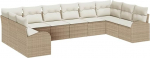 Rantry 10-teiliges Garten Sofa Set mit Kissen Beige Poly Rattan Gartenlounge Model3346221