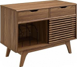 Modway Render Mid-Century Modern Vinyl Record Display Case 37" Walnut 37" EEI-4323-WAL