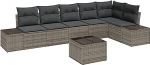 6-teiliges Garten-Sofa-Set mit Kissen Schwarz Poly-Rattan Gartenlounge Model3355758