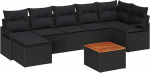 8-teiliges Garten-Sofa-Set mit Kissen Schwarz Poly-Rattan Akazie, 2-Sitzer Garten-Sofa mit Kissen Schwarz Poly-Rattan Gartenlounge Model3347737