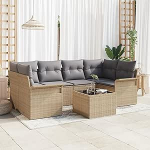 7-teiliges Garten-Sofa Set mit Kissen - Beige - Poly Rattan, 2-Sitzer Garten-Sofa mit Stauraum und Kissen - Beige - Poly Rattan Gartenlounge Model3353929