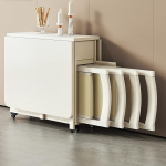 Pikendatav s&ouml;&ouml;gilaua komplekt, Drop Leaf s&ouml;&ouml;gilaud 4 tooliga, t&auml;ispuidust k&ouml;&ouml;gilaud, ruumi s&auml;&auml;stev kompaktne kokkupandav s&ouml;&ouml;gilaud koju, s&ouml;&ouml;gituppa, k&ouml;&ouml;ki, valge