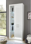 Lomadox k&otilde;rgl&auml;ikega valge vitriinkapp, 2-ukseline hoiukapp, paremale paigaldatav, LED-valgustus, S/H/T: 80/195/37 cm