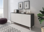 Dmora Weddell Living Room Buffet, Sideboard, Kitchen Cabinet, 154 x 40 x 72 cm, Anthracite, Antacite/White