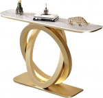 Generisch Moderner Eingangstisch - Konsolentisch mit schwarzem Metallgestell und offenem Stauraum f&uuml;r Foyer, Wohnzimmer, Flur - Personalisiertes Design (Gold & Wei&szlig;, 80 x 30 x 80 cm)