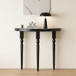 PQXQZ Moderner Konsolentisch mit Halbmondf&ouml;rmiger Tischplatte Schmaler Beistelltisch f&uuml;r Wohnzimmer Schlafzimmer Flur Diele Eingangsbereich(Black,100cm/39.4in)