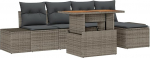 Rantry 6-teiliges Garten Sofa Set mit Kissen Grau Poly Rattan Gartenlounge Model3358687