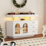120cm k&uuml;ljepaneel/buffet koos laadimisjaamaga, nutikas baarikapp automaatse RGB valgustusega, kohvibaar 3 sahtli ja reguleeritava riiuliga elutuppa, s&ouml;&ouml;gituppa ja hoiuruumi, valge v&auml;rviga