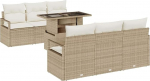 7-teiliges Garten-Sofa-Set mit Kissen Beige Poly-Rattan, 2-Sitzer Garten-Sofa mit Kissen Beige Poly-Rattan Gartenlounge Model3348747