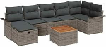 8-teiliges Garten Sofa Set mit Kissen grau Poly Rattan, 2-Sitzer Garten Sofa mit Stauraum & Kissen grau Poly Rattan Gartenlounge Model3360793
