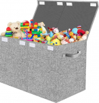 VERONLY Storage Box M&auml;nguasjakast kaanega lastele - hoiukastid 83 L Kokkupandav ladustamine k&auml;epidemetega Suur lastetoas riiete ja raamatute jaoks magamistuba (helehall)