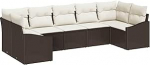 7-teilige Garten-Sofa-Garnitur mit Kissen Braun Poly-Rattan Gartenlounge Model3346868