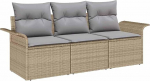 3-teiliges Garten-Sofa-Set mit Kissen in Beige aus Poly Rattan, 2-Sitzer Garten-Sofa mit Stauraum & Kissen in Beige aus Poly Rattan Gartenlounge Model3353889