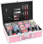 LOVE URBAN BEAUTY Vegan Hot Pink Vanity Case - 82-osaline meigikomplekt teismelistele ja naistele koos silmatoonide, p&otilde;sepuna, huulepulkade ja k&uuml;&uuml;netoodetega - naljakas reisikomplekt t&uuml;drukutele.