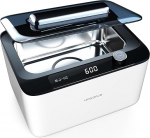 Hogance Ultrasonic Cleaning Device, Ultrasonic Cleaner, 900 ml/50 W, 45 kHz Digital Ultrasonic Device with 6 Time Modes for Jewellery, Glasses, Watches, Mouth Protection, Unique Degas Modes, White +